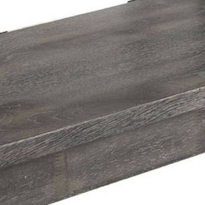 Transitional Style Wood Bench with Turned Legs, Gray - View 5