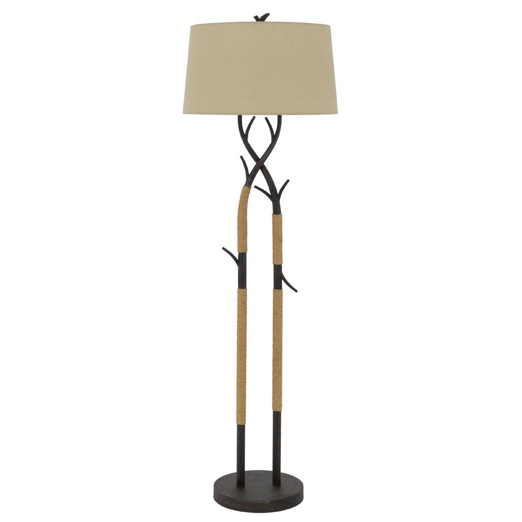 60 Inch Metal Tree Branch Base Floor Lamp, Dimmer, Black