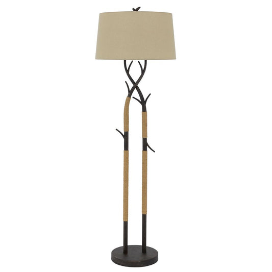 60 Inch Metal Tree Branch Base Floor Lamp, Dimmer, Black