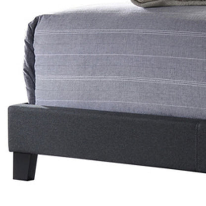 Full Size Bed with Square Button Tufted Headboard, Dark Gray - View 2