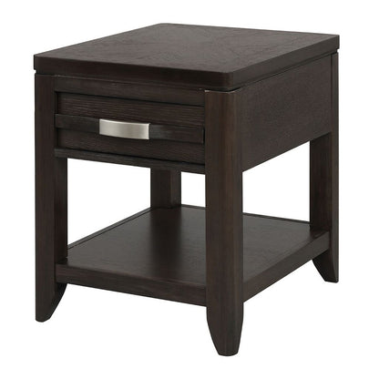 Joni 25 Inch Side End Table, 1 Drawer and Shelf, Espresso Brown Acacia Wood - View 2