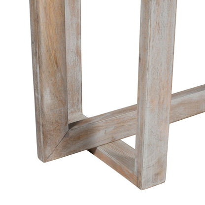 59 Inch Artisan Sideboard Console Table with Geometric Interlocked Base, Distressed Matte Gray - View 6