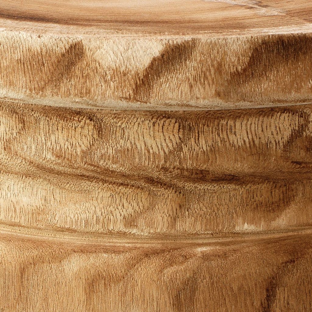17 Inch Stool Accent Table, Paulownia Wood, Three Leg Base, Natural Brown - View 4