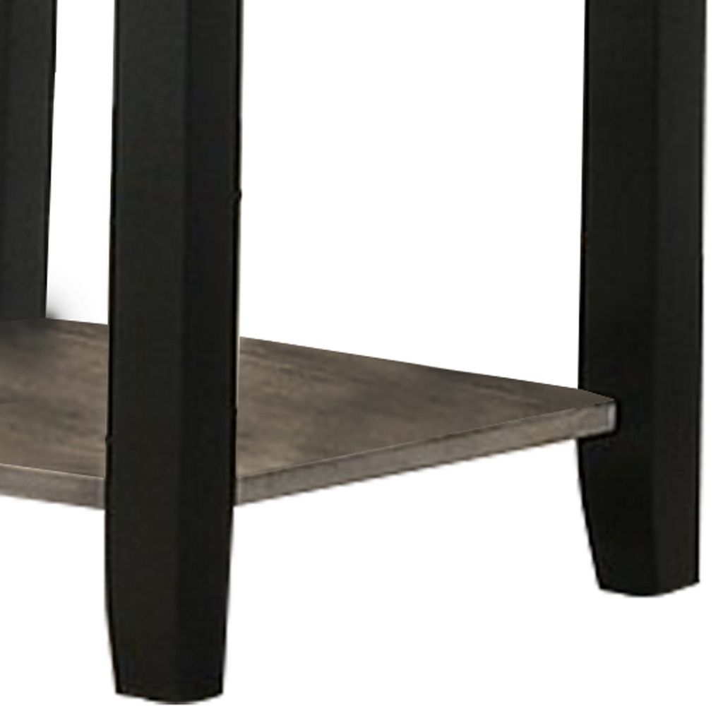 Wooden End Table with One Open Shelf, Black and Gray - View 3