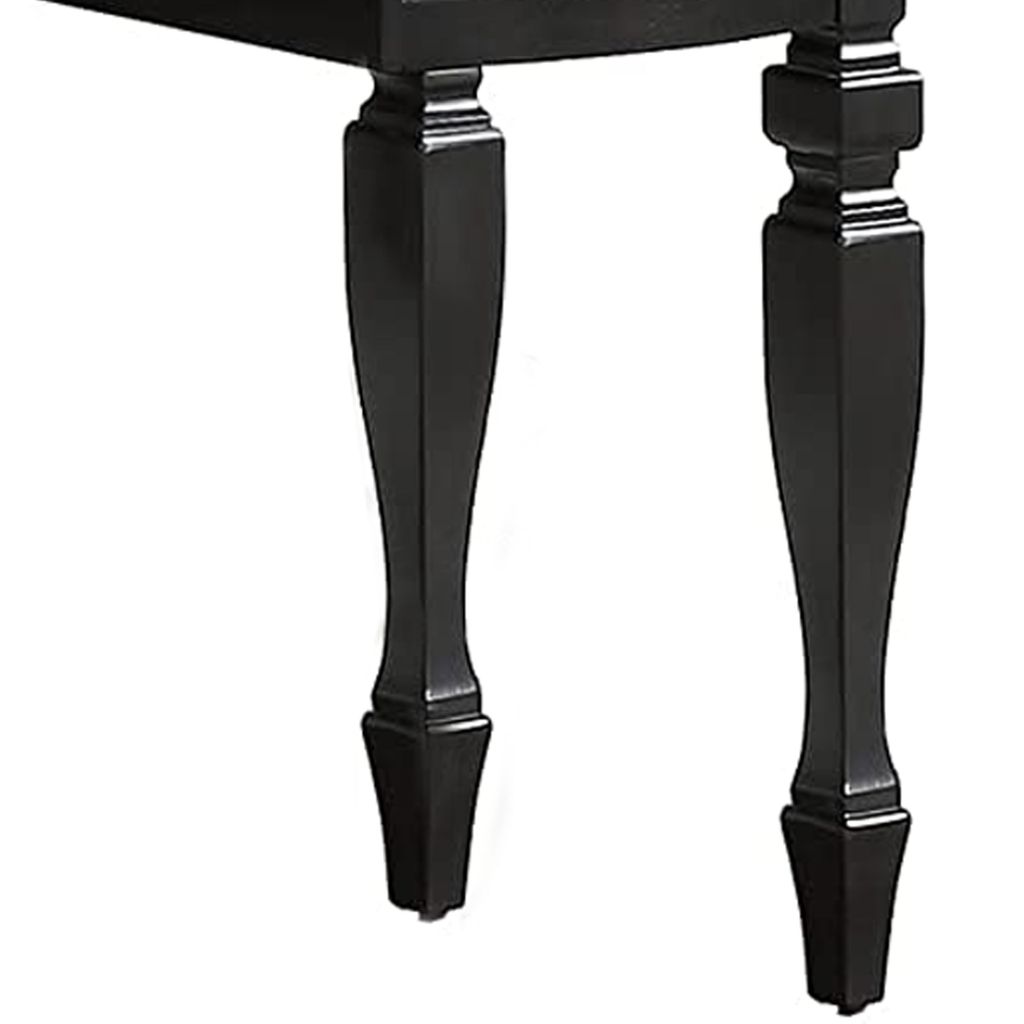 3 Piece Vanity Set with Carved Mirror and Turned Legs, Black - View 5