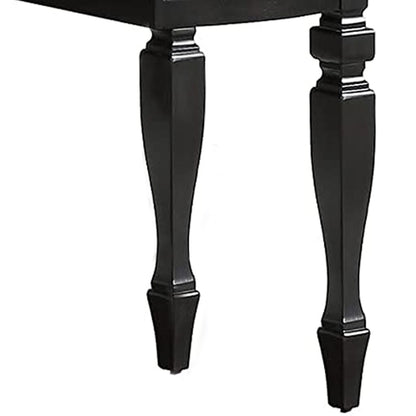 3 Piece Vanity Set with Carved Mirror and Turned Legs, Black - View 5