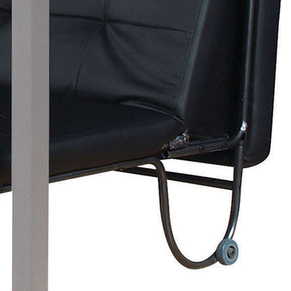 Adjustable Metal Futon with Faux Leather Upholstered Tufted Details and Casters, Black - View 5