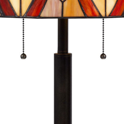 Eli 24 Inch Tiffany Style Table Lamp, Glass Shade, Antique Bronze - View 3