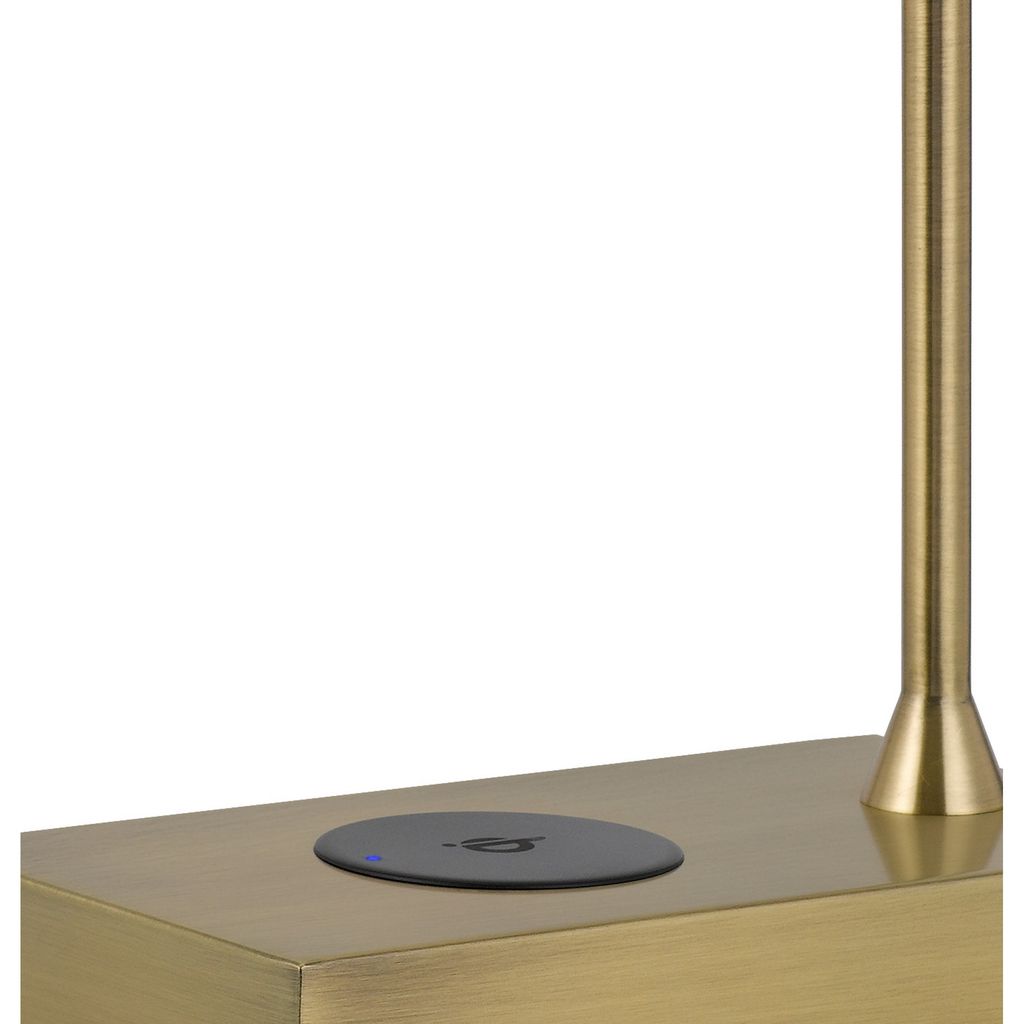 Dyna 18 Inch Integrated LED Desk Lamp, Wireless USB Port, Antique Brass - View 4