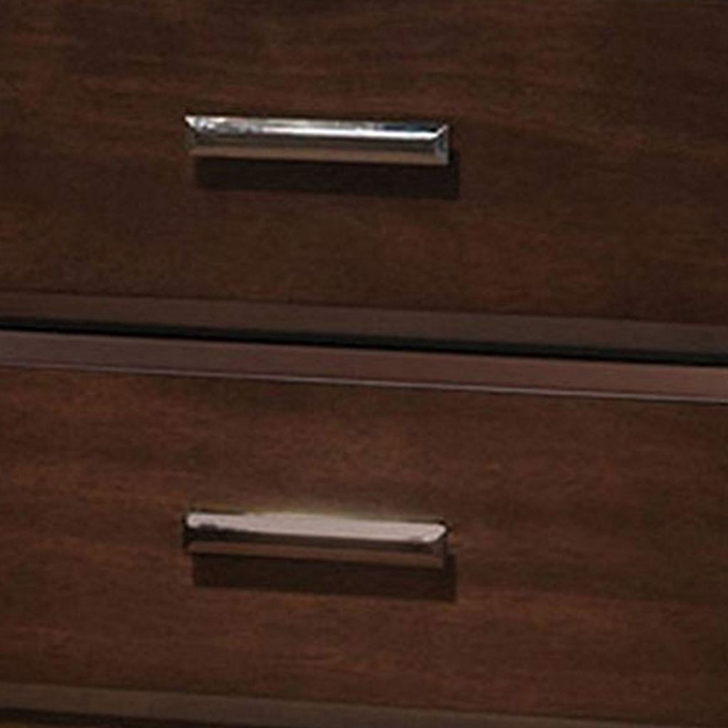 Wooden Two Drawer Nightstand In Walnut Finish - View 3