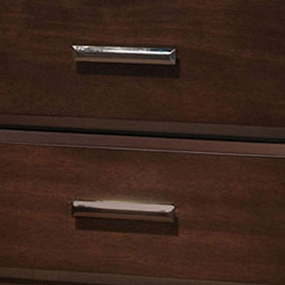 Wooden Two Drawer Nightstand In Walnut Finish - View 3