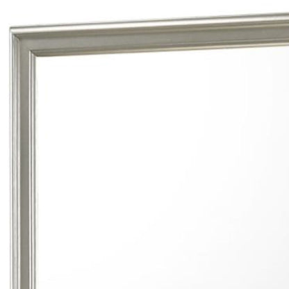 Square Molded Wooden Frame Dresser Mirror, Antique Silver - View 3