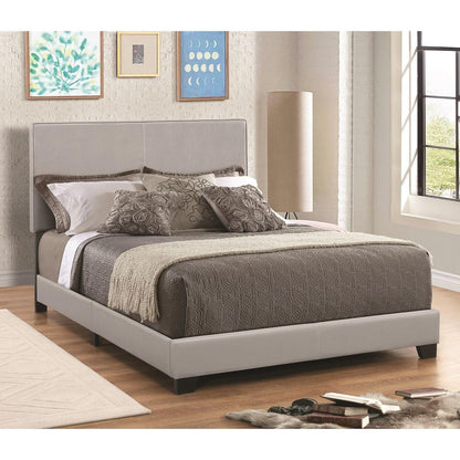 Leather Upholstered Platform Bed – Grey