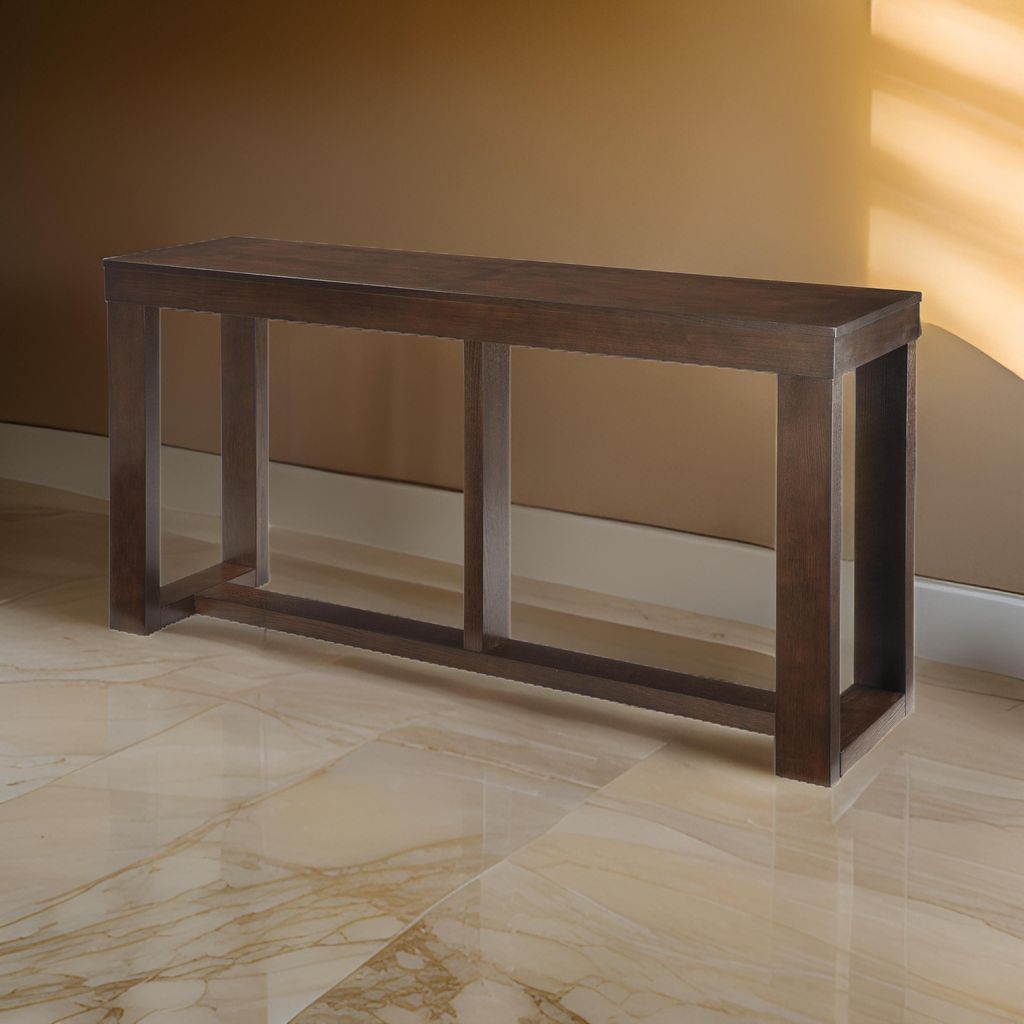 Rectangular Wooden Sofa Table with Sled Base, Espresso Brown - View 7