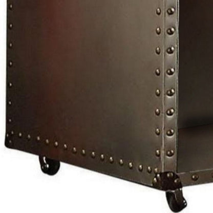 Rectangular Nightstand With USB Power Dock And Caster Legs In Aluminum Finish - View 3