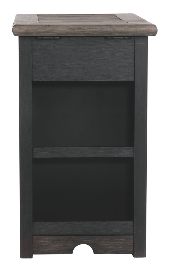 Wooden End Table with 2 USB Charging Ports, Brown - View 3