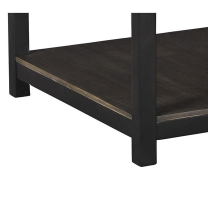 Two Tone Wooden End Table with 1 Drawer and Metal Base, Brown and Black - View 4