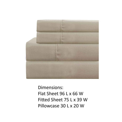 Lanester 3 Piece Polyester Twin Size Sheet Set The Urban Port, Light Brown - View 4