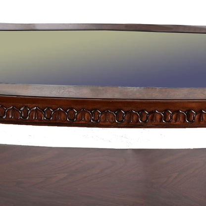 Traditional Coffee Table with Cabriole Legs and Wooden Carving, Brown - View 4