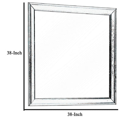 Square Molded Wooden Frame Dresser Mirror, Cherry Brown and Silver - View 5