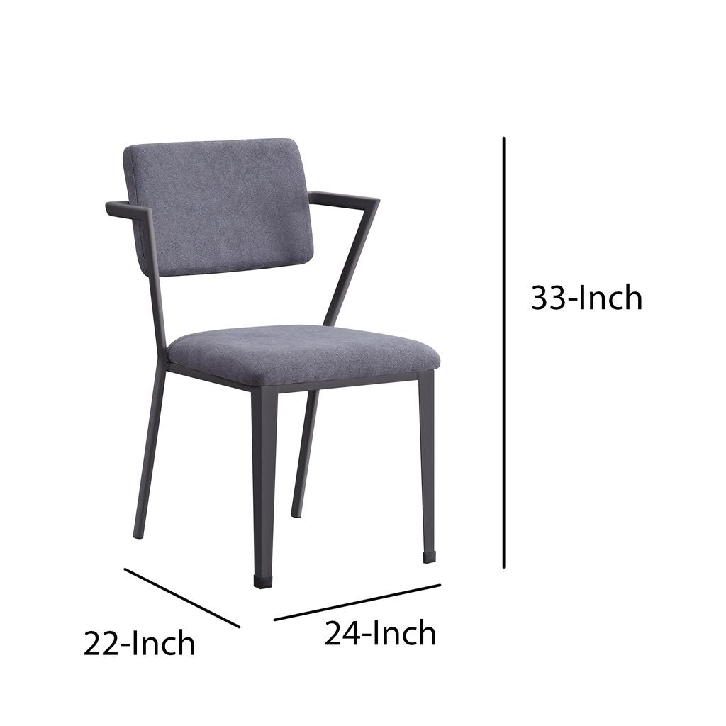 Metal Chair with Fabric Upholstered Seat and Back, Gray - View 6