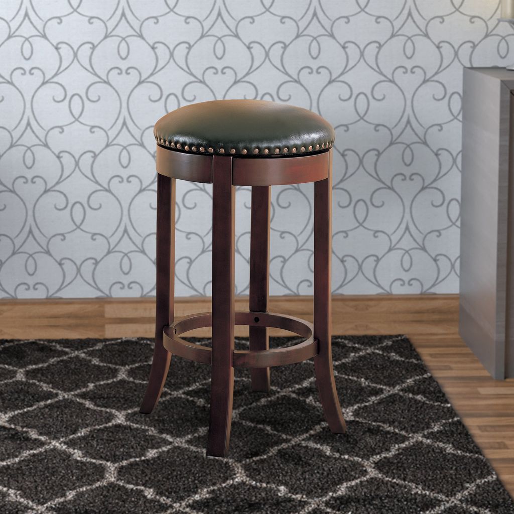 Contemporary 29" Swivel Bar Stool with Upholstered Seat, brown ,Set of 2 - View 6