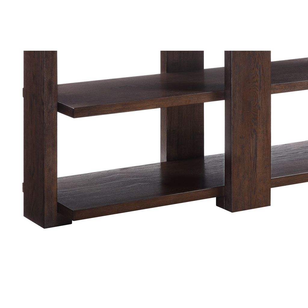 Wooden Sofa Table with 2 Open Display Shelves, Brown - View 4
