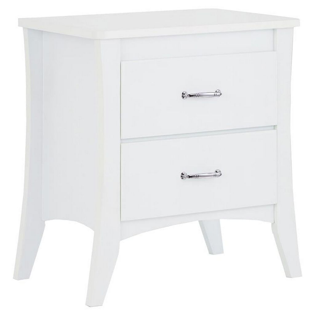 Contemporary Style 2 Drawers Wood  Nightstand By Babb, White - View 7