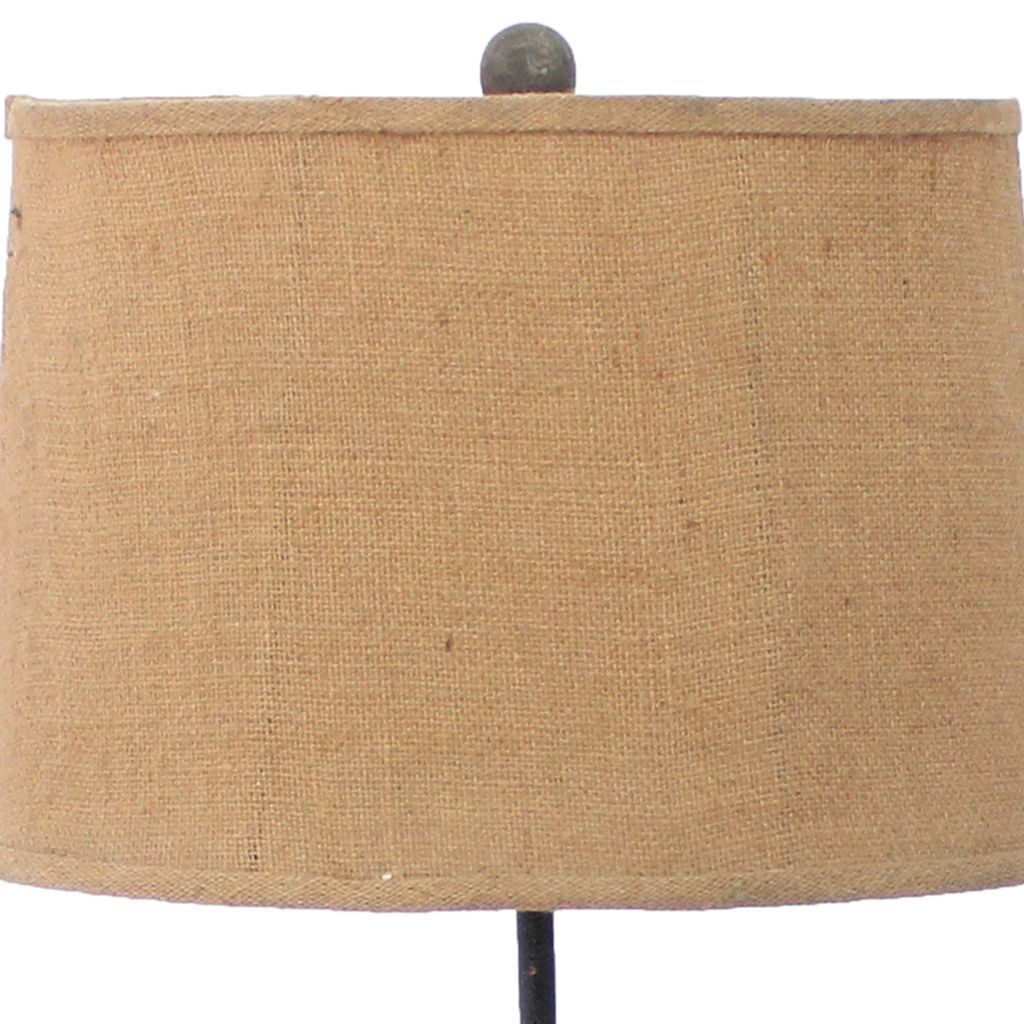 Metal Table Lamp Set of 2 with Flower Accent and Block Base,Beige and Gray - View 4