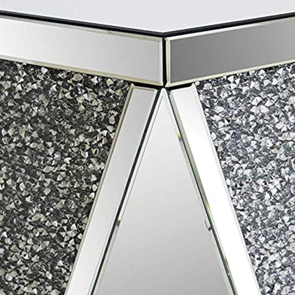 End Table with Square Mirrored Top, Clear - View 5