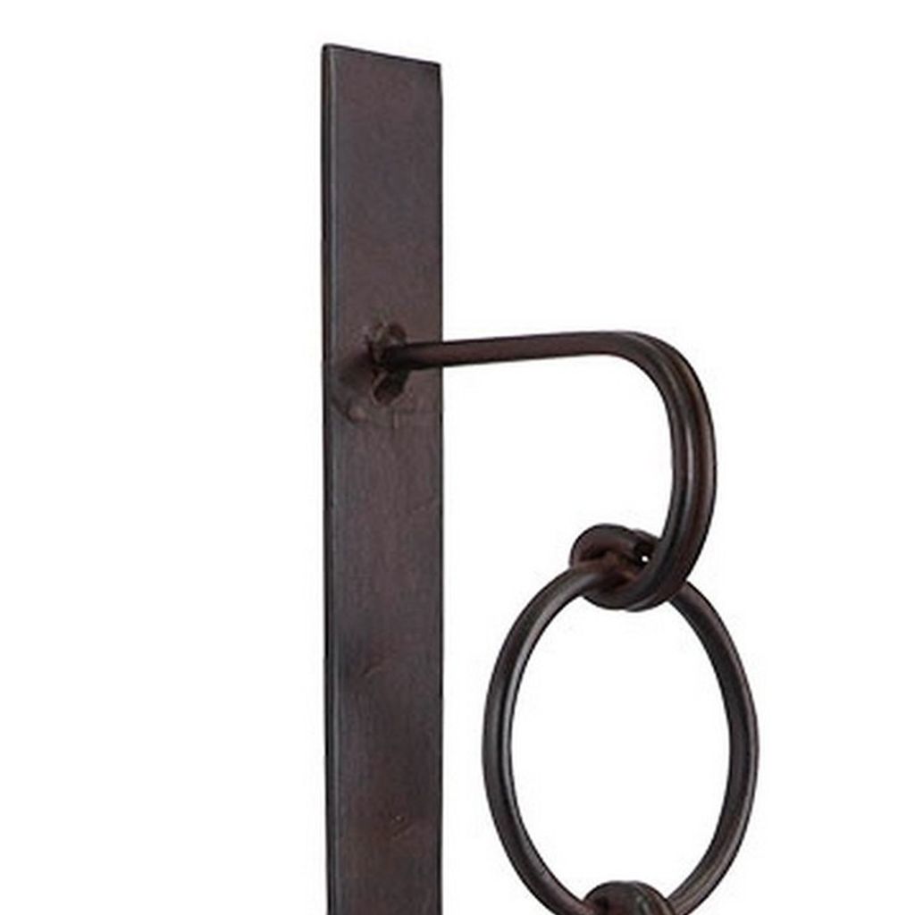 Metal Wall Sconce with Glass Hurricane and Chain Design Holder, Black - View 2