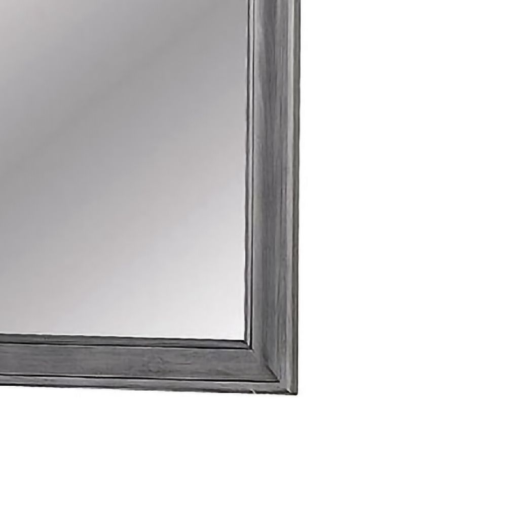 Mirror with Wooden Frame with Molded Trim, Gray - View 5