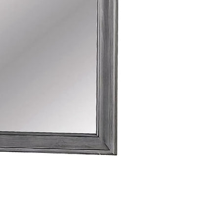 Mirror with Wooden Frame with Molded Trim, Gray - View 5