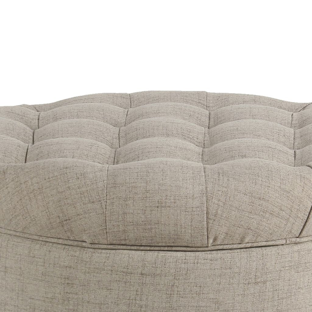 Fabric Upholstered Wooden Ottoman with Tufted Lift Off Lid Storage, Beige - View 3
