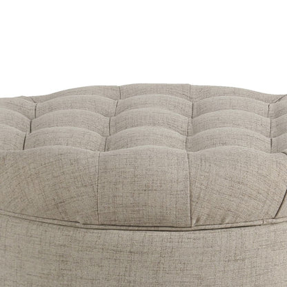 Fabric Upholstered Wooden Ottoman with Tufted Lift Off Lid Storage, Beige - View 3