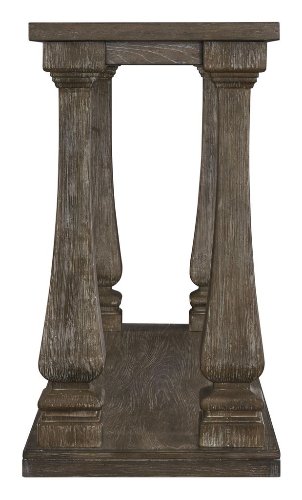 Rectangular Wooden Sofa Table with Square Baluster Legs, Gray - View 3