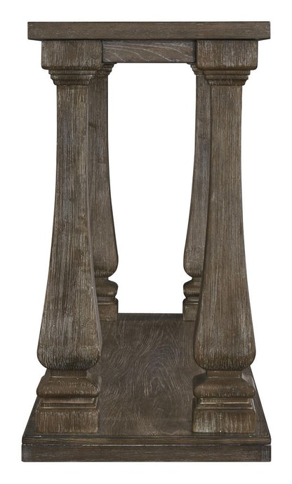 Rectangular Wooden Sofa Table with Square Baluster Legs, Gray - View 3