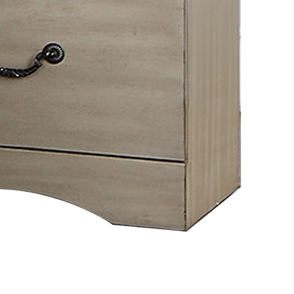 Bran 27 Inch Modern 2 Drawer Nightstand, Pine Wood, Grains, Light Brown - View 4