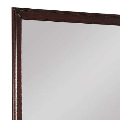 Square Molded Wooden Frame Dresser Mirror, Cherry Brown and Silver - View 3