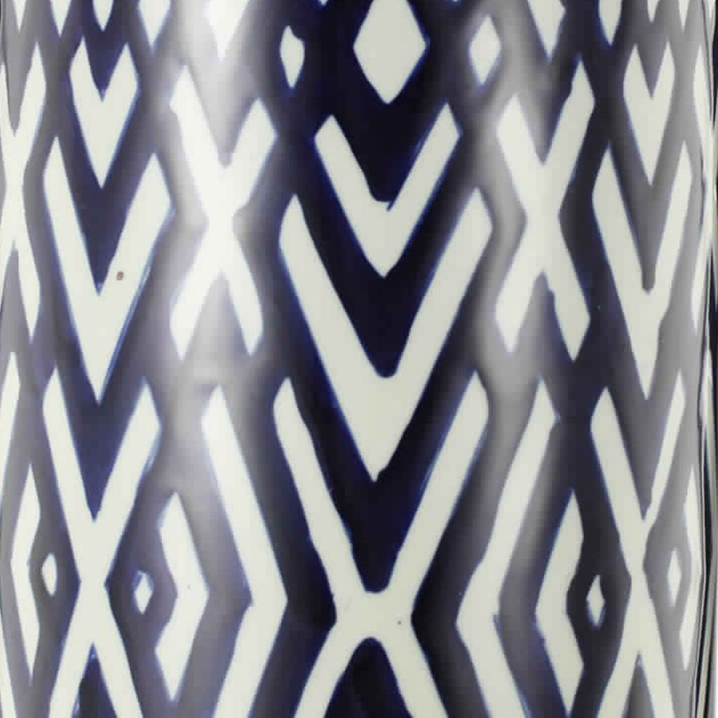 Ceramic Lidded Large Jar with Abstract Pattern, Blue And White - View 4