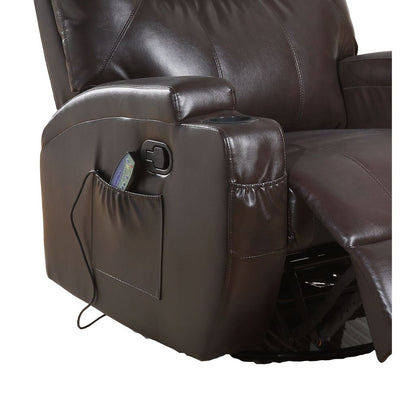 Contemporary Polyurethane Upholstered Metal Rocker Recliner with Swivel, Brown - View 5