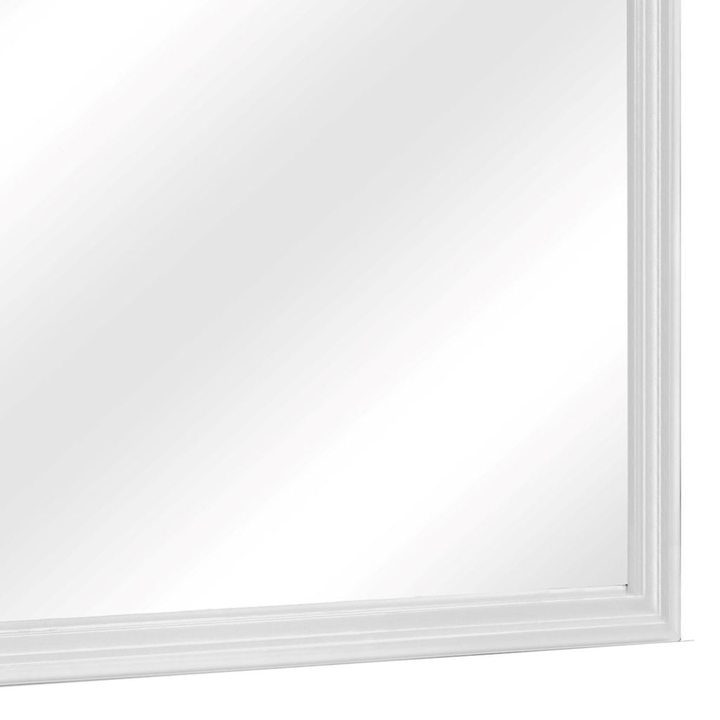 Square Molded Wooden Frame Dresser Mirror, White and Silver - View 4