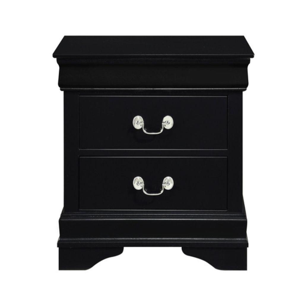 Traditional Style Wooden Night Stand With 2 Drawers Black - View 3