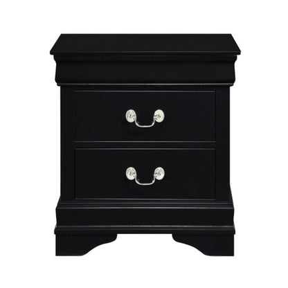 Traditional Style Wooden Night Stand With 2 Drawers Black - View 3