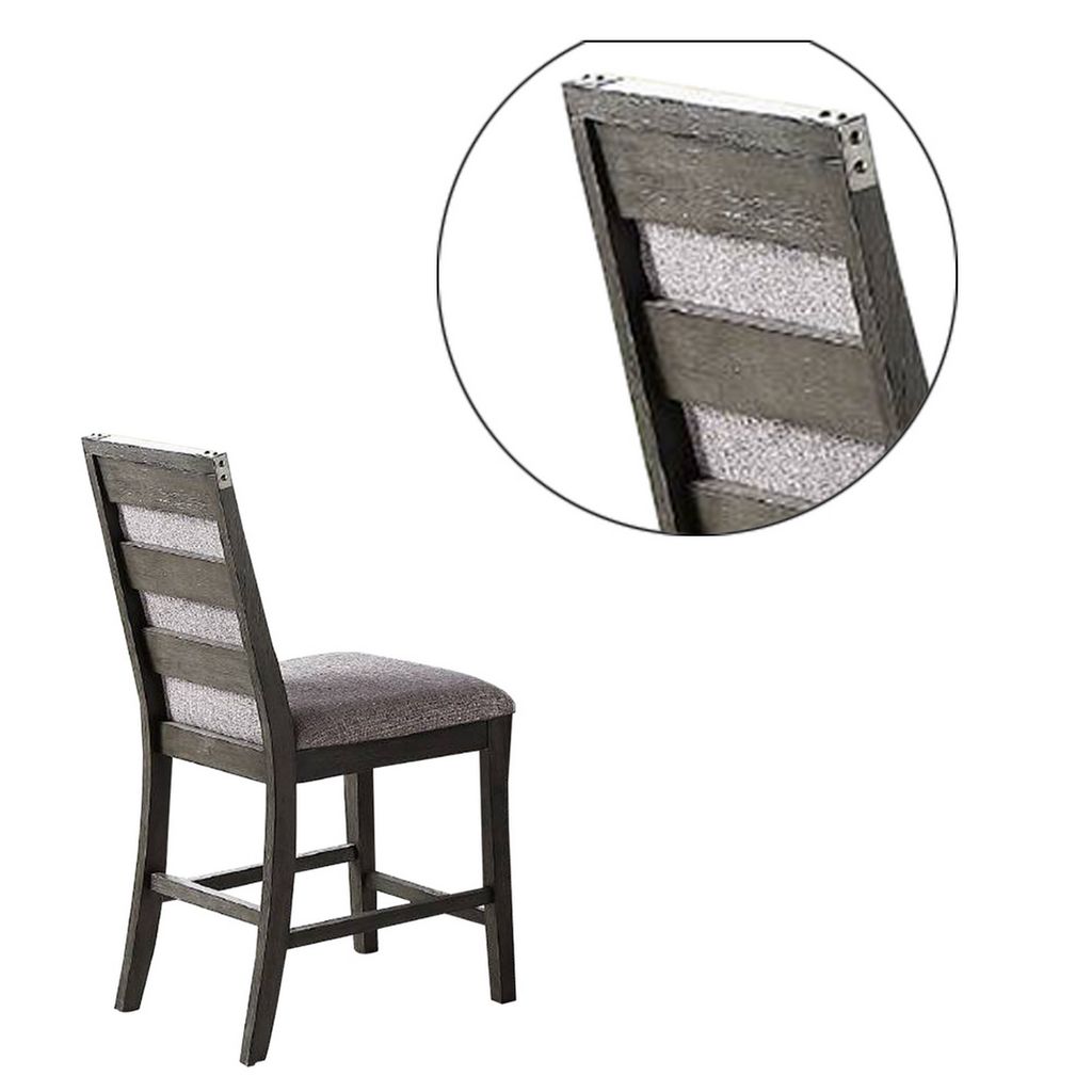 Wooden High Chairs with Upholstered Seat and Backrest, Set of 2, Gray - View 4