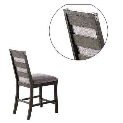 Wooden High Chairs with Upholstered Seat and Backrest, Set of 2, Gray - View 4