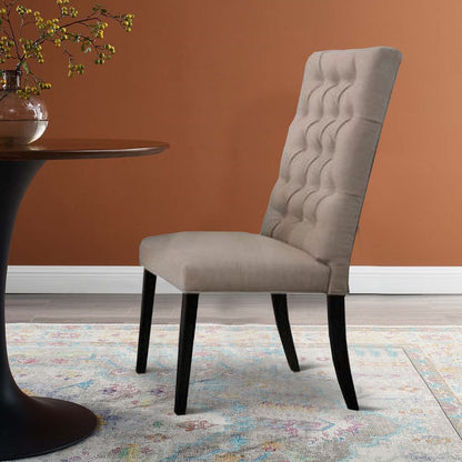 Wooden Dining Side Chair with Button Tufted Back, Set of 2, Tan Brown and Black - View 7