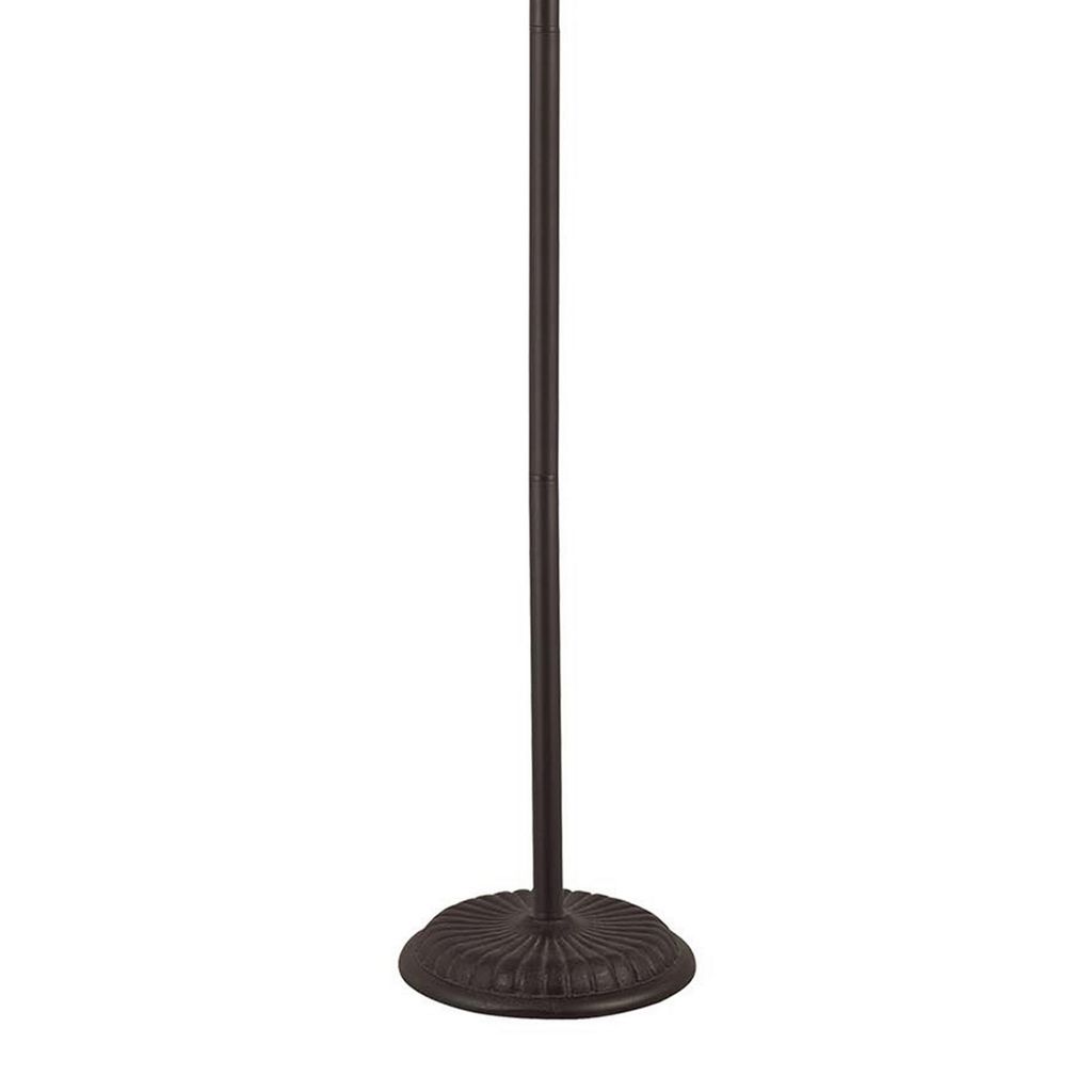 Metal Floor Lamp with Pull Chain Switch and Paper Shade, Off White and Black - View 4