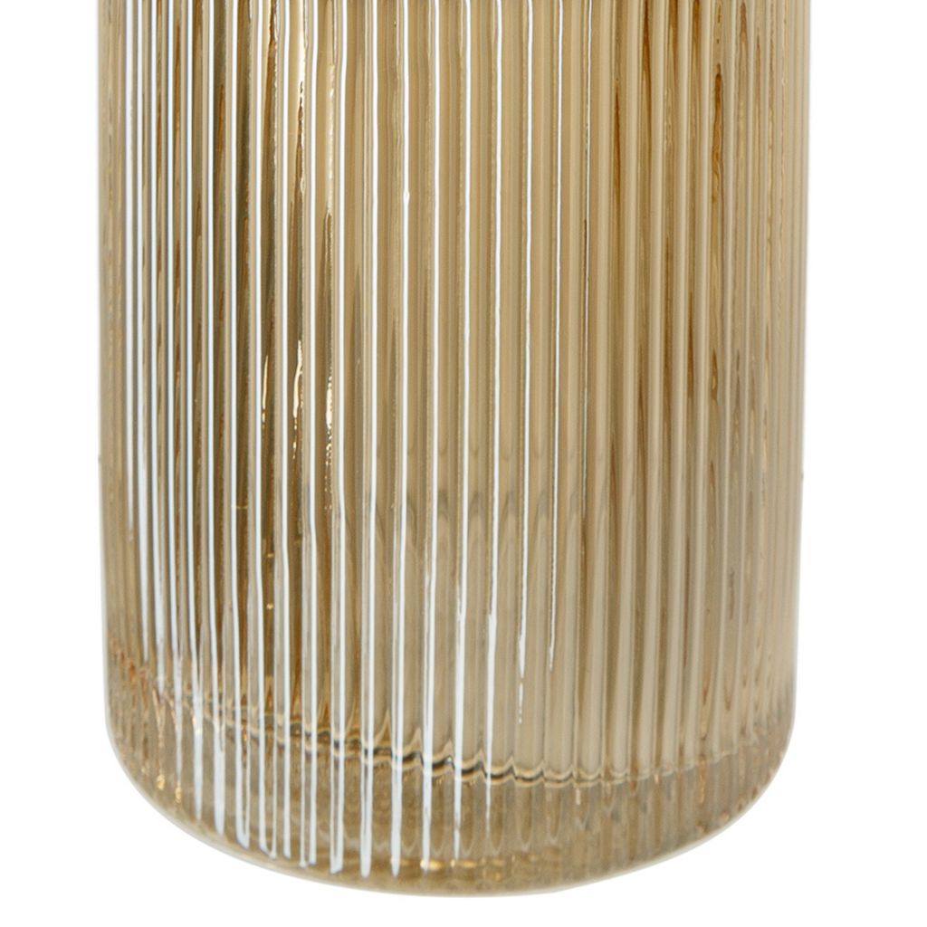 Rae Set of 2 Glass Vases, Tall Round Cylinders, Amber Yellow, Clear Finish - View 4