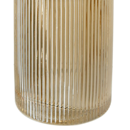 Rae Set of 2 Glass Vases, Tall Round Cylinders, Amber Yellow, Clear Finish - View 4